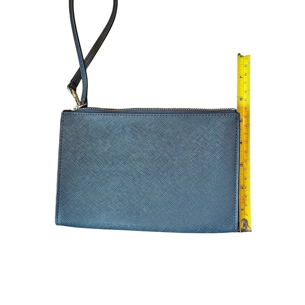 Navy Blue Wristlet Wallet Kate Spade Saffiano Leather Gold Hardware Minimalist